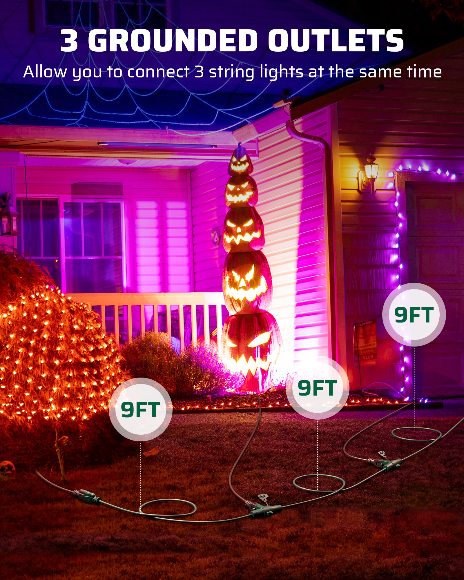 Dewenwils 27-Ft Outdoor Extension Cord with 3 Outlets photo 3