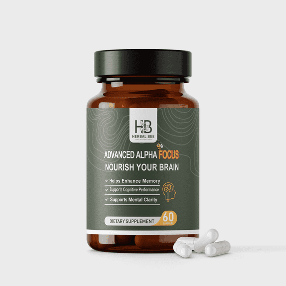 Herbal Bee Advanced Alpha Brain Health Supplements with Ginkgo Biloba for Memory and Focus, 60 Count