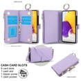 thumbnail image 3 of ELEHOLD For Samsung Galaxy A53 5G Phone Case Leather Crossbody Zipper Card Wallet Flip Case Kickstand Cover, with Ring Holder,Full Body Protection-Violet, 3 of 7