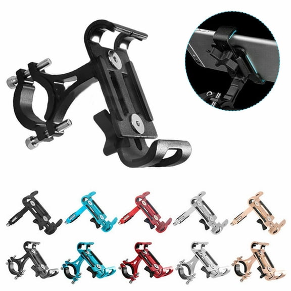 EIMELI 360° Aluminum Cell Phone Holder For Motorcycle And Bike MTB GPS With Clamp Arms Anti Shake Universal Bicycle Smartphone Mount (Gold, Red, Black, Gray, Blue)