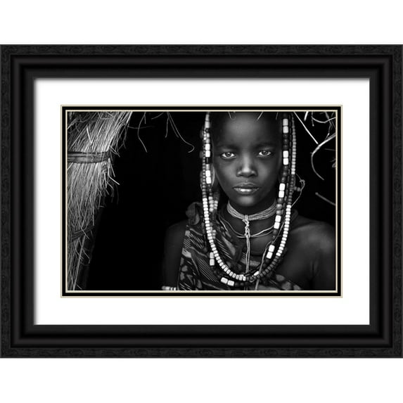 Alhumaid, Hesham 14x11 Black Ornate Wood Framed with Double Matting Museum Art Print Titled - Mursi Girl