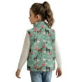 thumbnail image 2 of Xixirimido Horses Floral Teal Pattern Boys Girls Fleece Vest Sleeveless Stand-up Collar Jacket with Pockets Full-Zip Fall Winter Warm Outerwear for 11-12, 2 of 7