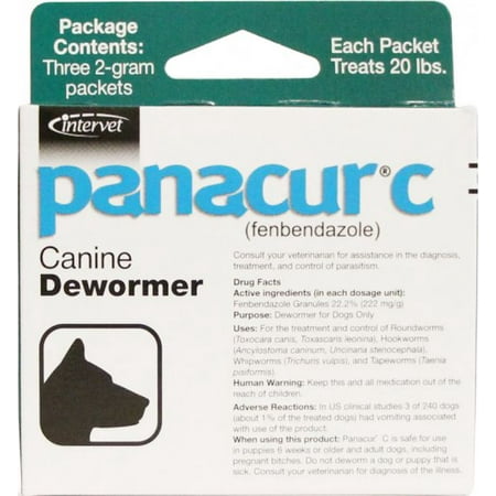 Panacur C Dewormer for Dogs, Three 2-Gram Packets (20