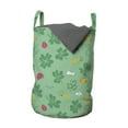 thumbnail image 1 of Forest Laundry Bag, Clover Leaves and Ladybug Beetles Dragonfly Happy Day in Nature Luck Theme, Basket with Handles Drawstring Closure for Laundromats, 13" x 19", Sea Green Multicolor, by Ambesonne, 1 of 4