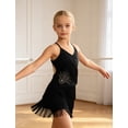 thumbnail image 7 of IBTOM CASTLE Floral Rhinestone Fringe Tassel Latin Dance Dress for Girls 1920s Fapper Dress Kids V Neck Cross Back Ballroom Dance Outfit Black, 7 of 7