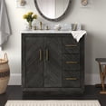 thumbnail image 2 of Peyton 36" Bathroom Vanity with Dark Oak Cabinet and Carrara Marble Top, 2 of 7
