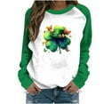 thumbnail image 2 of Craaazy Women's Green Shamrock St Patricks Day Crewneck Long Sleeve Shirts, 2 of 7