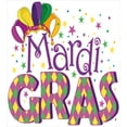 thumbnail image 3 of Mardi Gras Duvet Cover Set, Joyous Composition Lettering Stars and Party Hat, Decorative 3 Piece Bedding Set with 2 Pillow Shams, Calking Size, Purple Yellow Green, by Ambesonne, 3 of 3