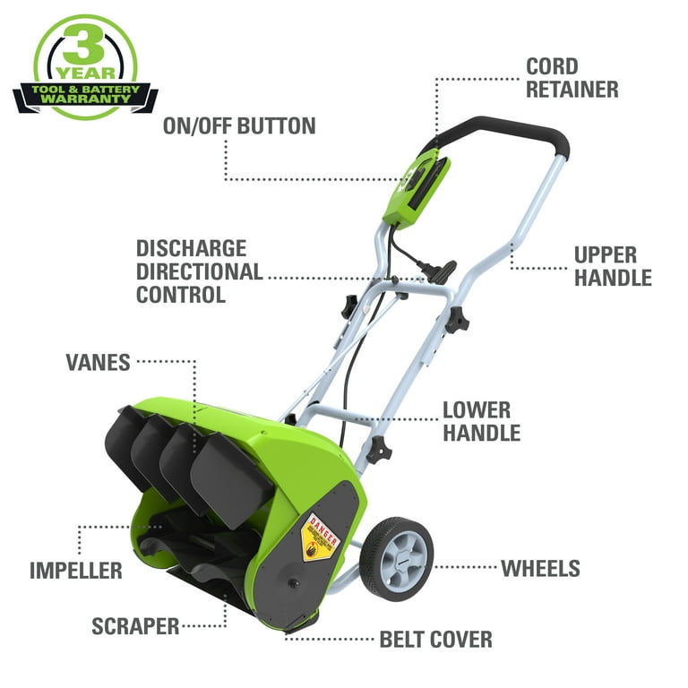 Greenworks 10 Amp 16 inch Corded Electric Snow Blower 26022