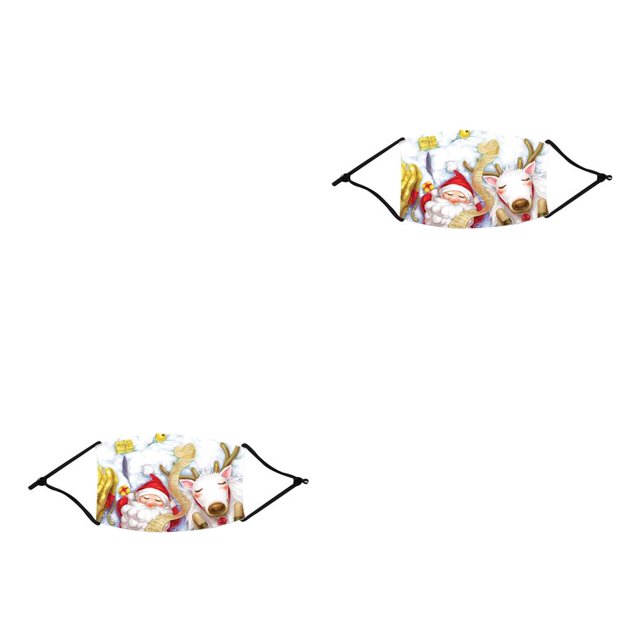 maskred Christmas Themed Dust Mask Printing Dustproof Polyester Face Mask with Elastic Earband and Filter Type 4 1# 2Set
