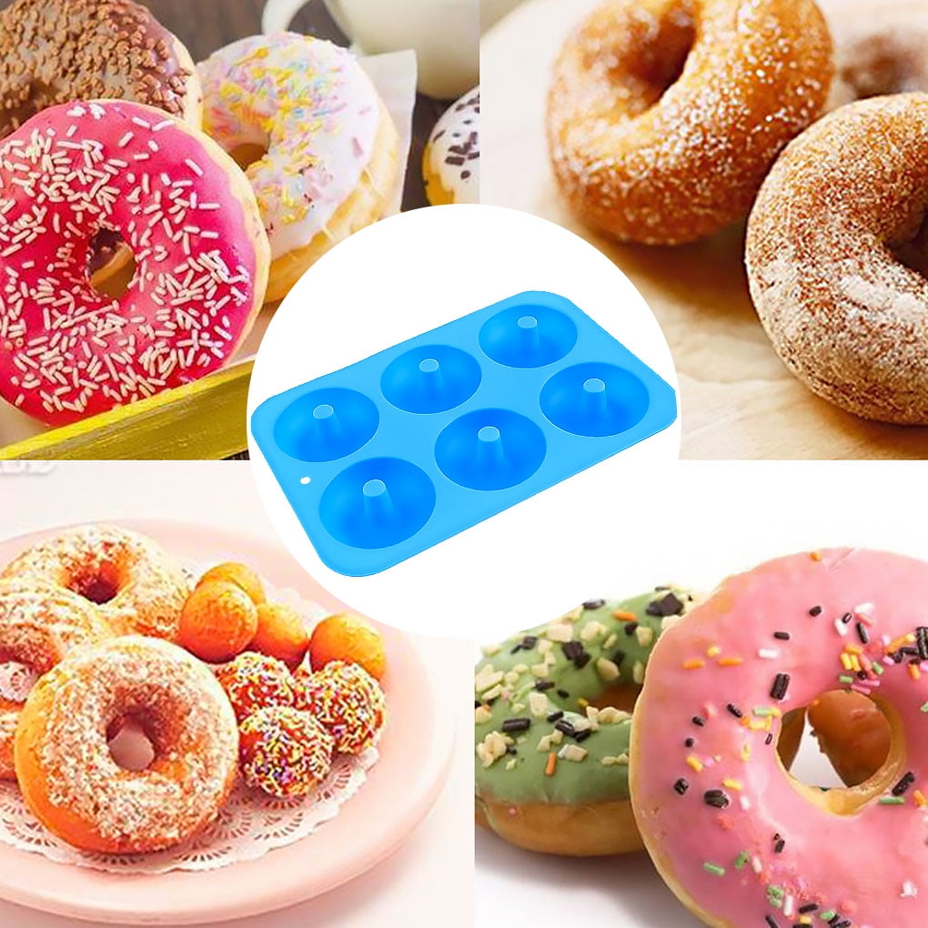 LoveS (2pcs) 6-Cavity Silicone Donut Baking Pan/Non-Stick Donut Mold,  Dishwasher, Oven, Microwave, Freezer Safe