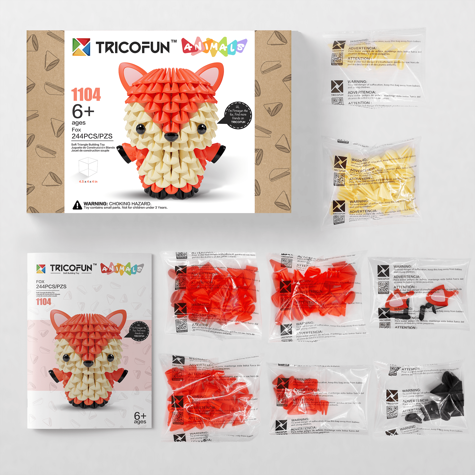 TRICOFUN Animals Soft Building Blocks Interactive Building Toy Finnegan the FOX 1104-FOX