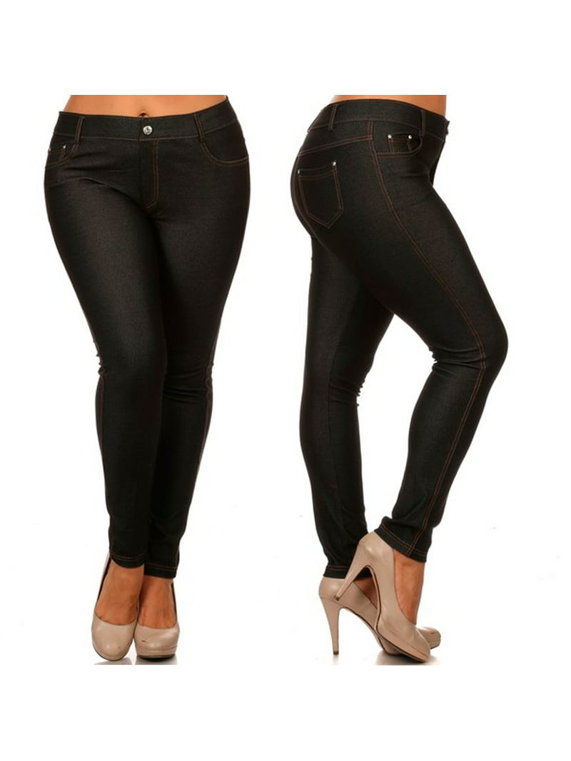 Bocadillo capítulo Bibliografía Womens Plus Size Jeans Look Skinny Slim Jeggings Stretch Pants XL-3XL 14-28  New - Walmart.com
