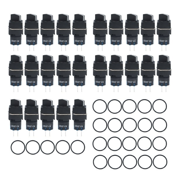 Perilla de interruptor giratorio de 25 uds., Selector de bloqueo automático de 3 posiciones, juego de 16mm para máquinas herramientas, industria textil, equipo industrial ligero