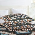 thumbnail image 5 of 3 Pcs Western Southwestern Quilted Bedspread in Brown Green and Burgundy, 5 of 9