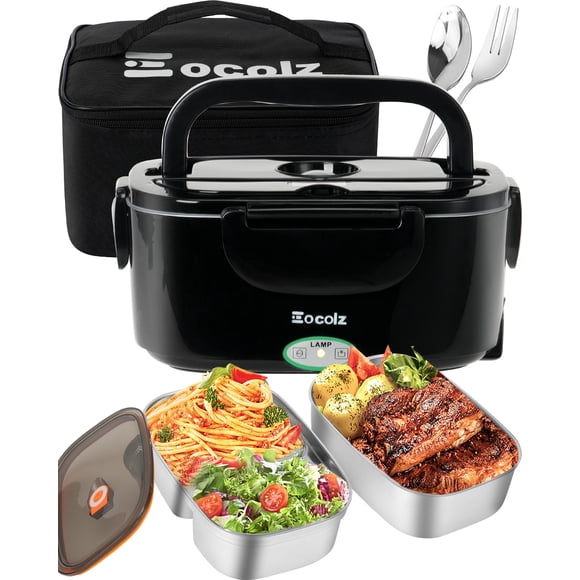 Electric Lunch Box Food Heater - 100W Fast Heating Lunch Box 12V/24V/110-230V Warming Lunchbox, Dual 1.5L Containers, Portable Food Warmer f