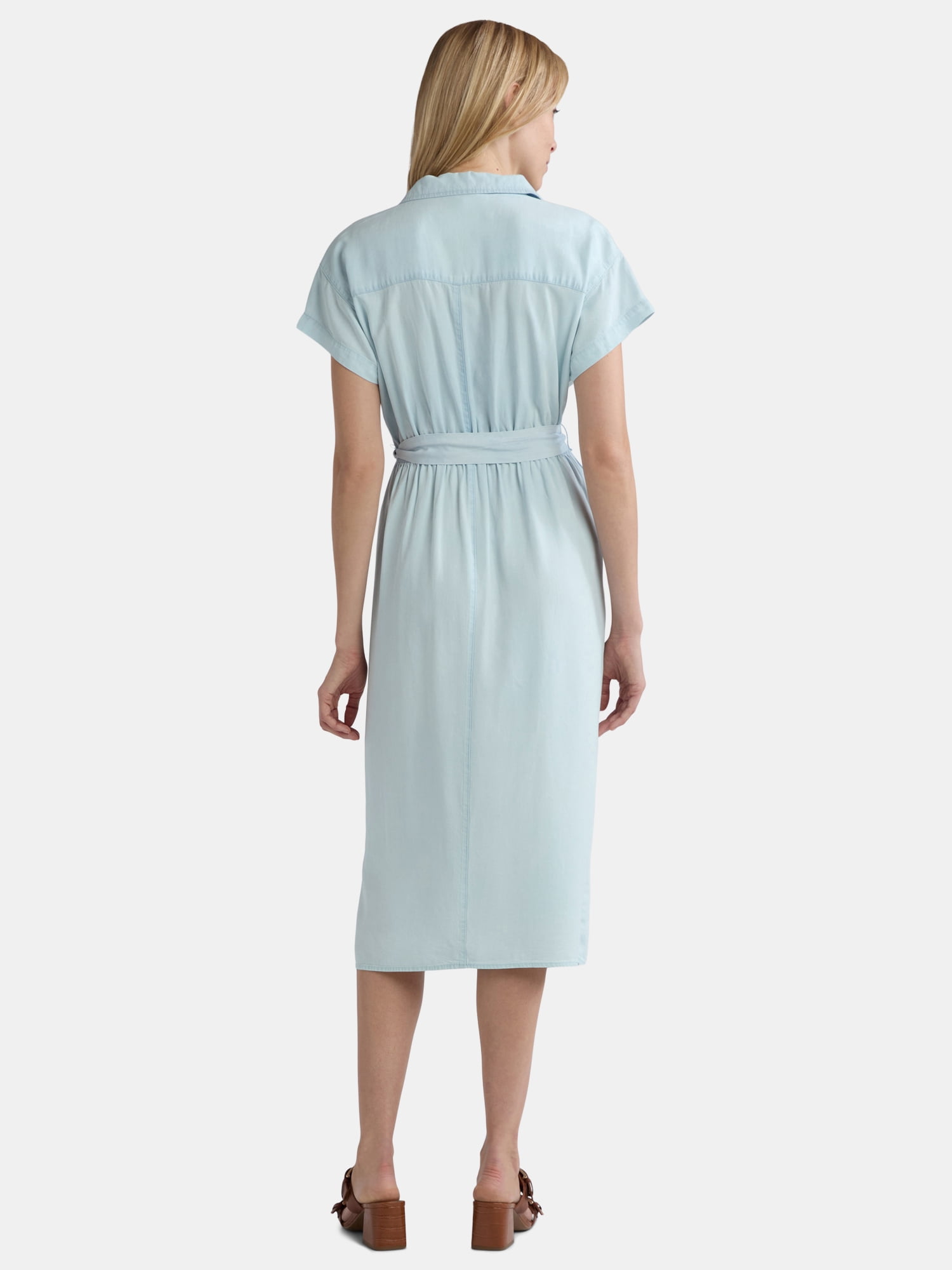 Time and Tru Women's and Women's Plus Wrap Shirt Dress, Sizes XS-4X