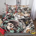 thumbnail image 2 of Ensemble de Literie Demon Slayer Anime Personnes Pièces Impression Animation Housse de Couette en Microfibre avec Fermeture Éclair, 2 of 5