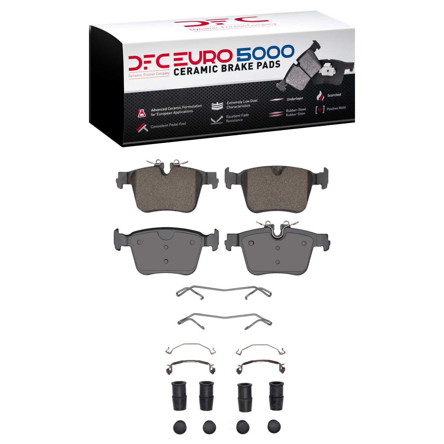 Dynamic Friction Company 1600-2409-01 DFC EURO 5000 Ceramic Brake Pads and Hardware Kit