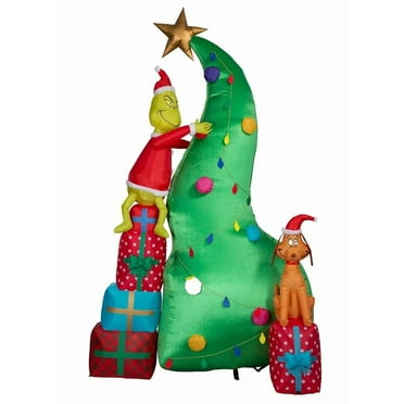 Dr. Seuss 10-FT Grinch and Max Decorating Christmas Tree Scene Inflatable