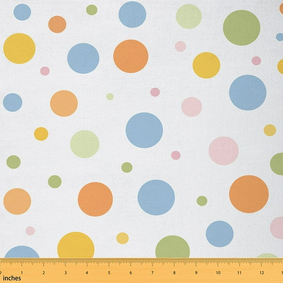 Homewish Chic Polka Dot Fabric by the Yard 1 Yard for Adult, Circle Fashion Abstract Room Decor Fabric by the Yard, Orange Blue Cartoon Sewing Fabric, Breathable Home Decor