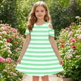 thumbnail image 6 of Ashirexll Summer Dresses for Teens, Girls Dresses Size 10-12, Girls' Short Sleeve Round Neck Dress Striped A-Line Dresses with Pockets, 6 of 7