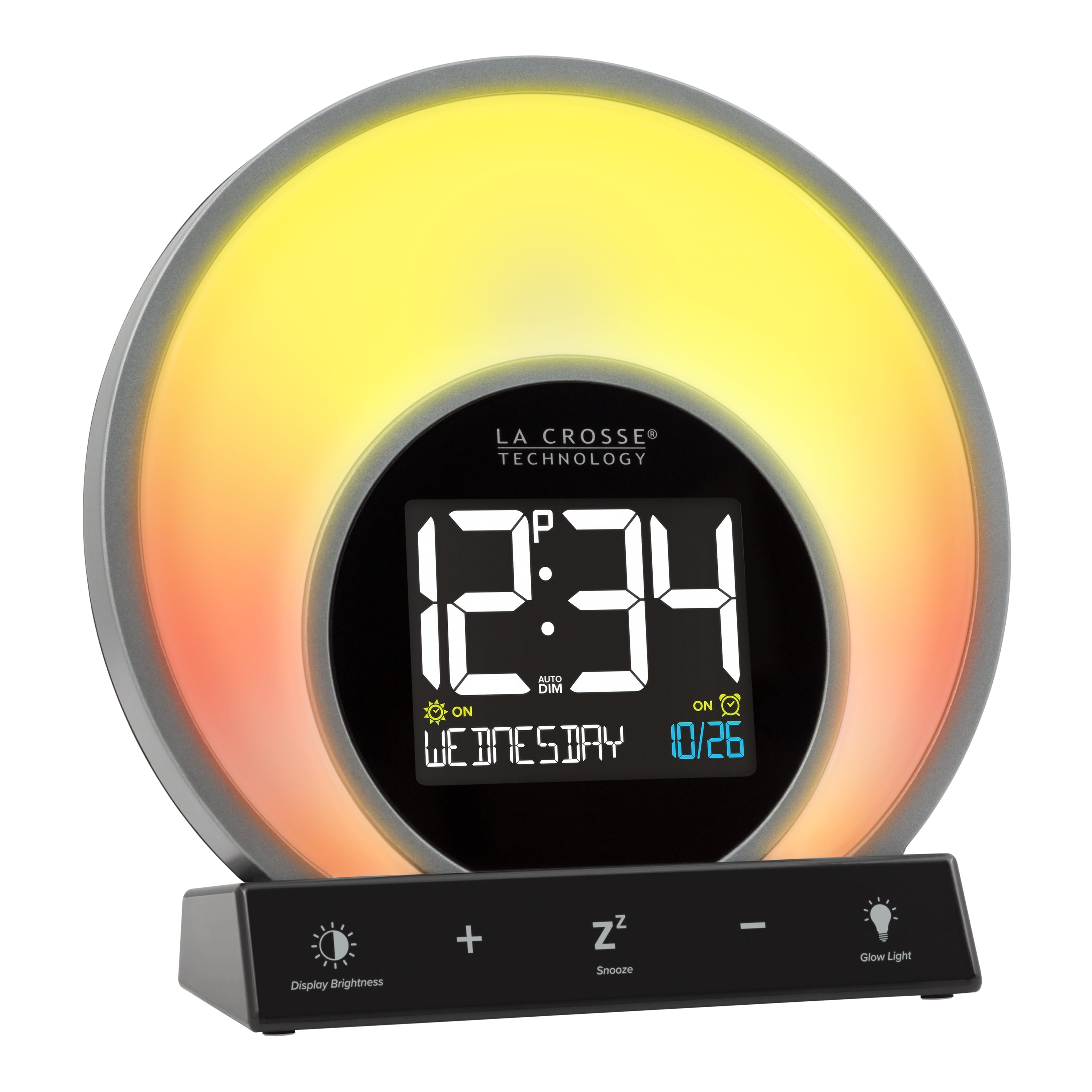 Light Wake-up Black Tabletop LCD Alarm Clock w/Temp. and USB Port, W74146-Int - Walmart.com