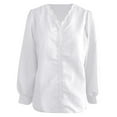 thumbnail image 5 of MIXUE Womens Tops Autumn Winter Floral Lace Solid Color Ruffle V Neck Button Down Long Sleeve Elegant Casual Shirts For Women Tee Shirts Outwear,White,XL, 5 of 5