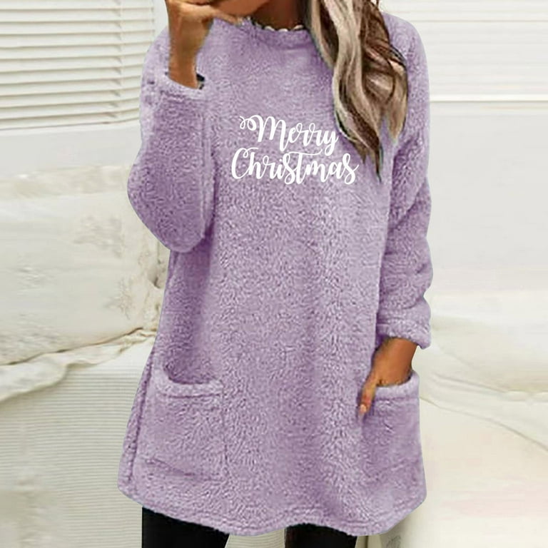 YanHoo Sherpa Fuzzy Fleece Pullover for Women Winter Warm Fluffy Teddy  Sweatshirt Crewneck Christmas Plus Size Sweatshirts Loungewear Tunic Tops  Walmart Prime Clearance 