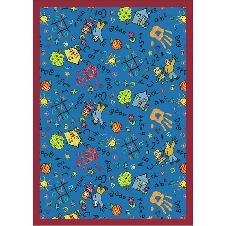 Joy Carpets Scribbles 5 x 8 Red Indoor Kids Area Rug Joy Carpets Scribbles 5 x 8 Red Indoor Kids Area Rug