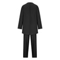 thumbnail image 4 of Oversized Linen Sets for Women 2 Piece Outfits Long Sleeve High Low Hem Plus Size Top and Wide Leg Pants Suits (3X-Large, Black), 4 of 5