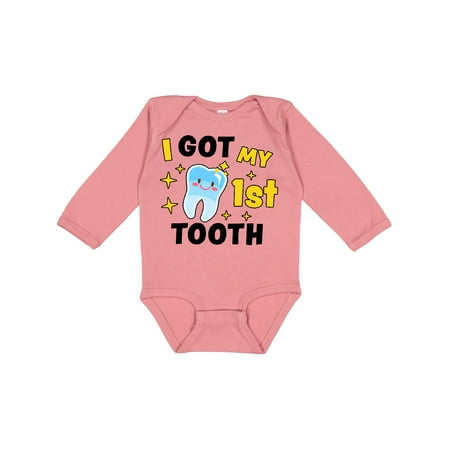 

Inktastic I Got My 1st Tooth with Cute Tooth Baby Gift Baby Boy or Baby Girl Long Sleeve Bodysuit
