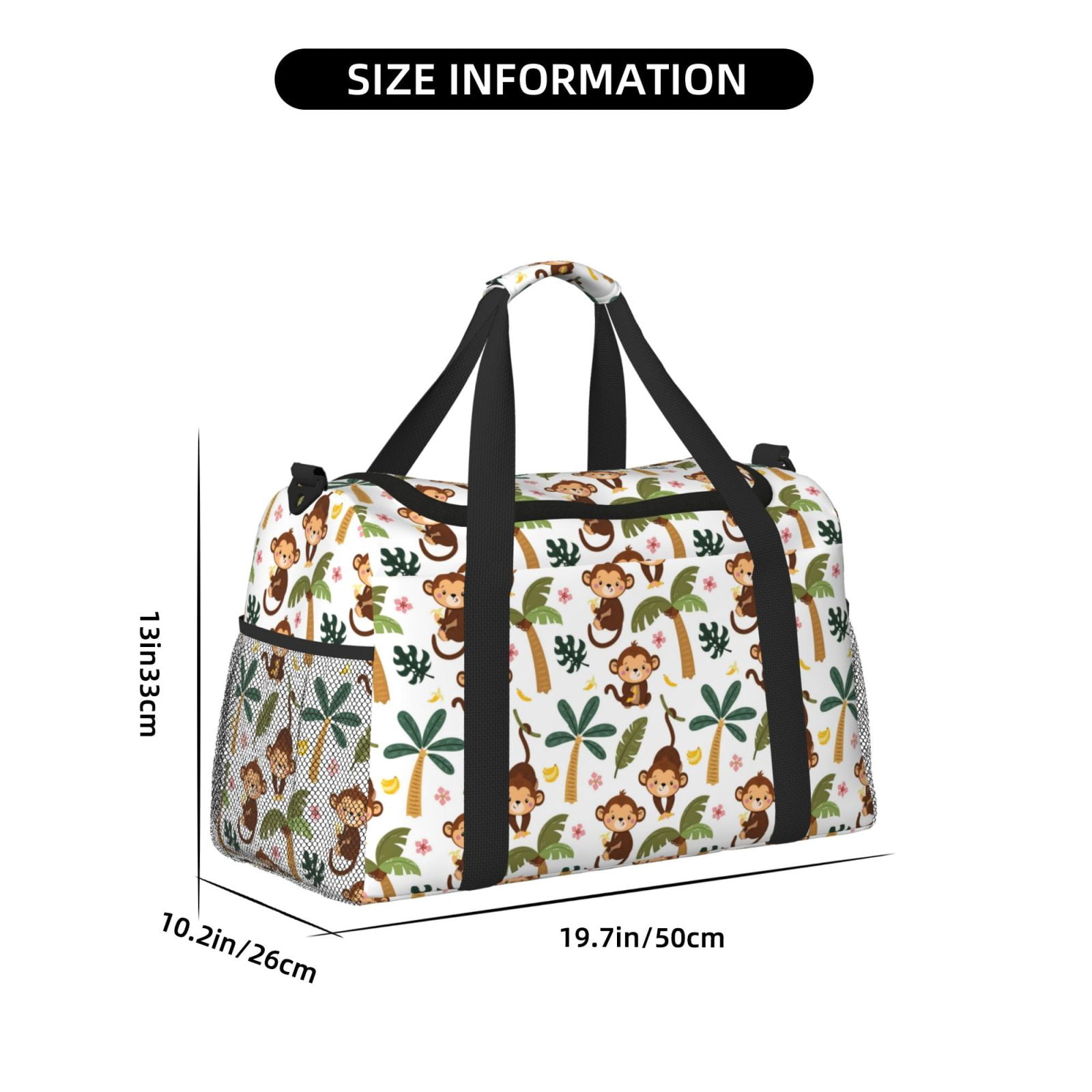 Kdxio Monkeys Swinging from Palms Travel Duffel Bag Gym Bag Weekender Travel Bag Gym Bag for Women &Men Airplane Travel Essentials for Flying
