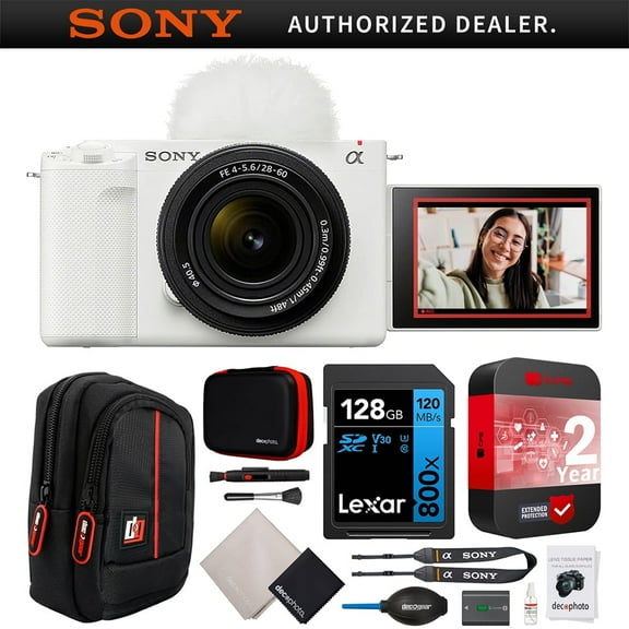 Sony ZV-E10 II Mirrorless Alpha APS-C Camera Body   16-50mm F3.5-5.6 OSS II Lens White ZVE10M2KW Bundle w/ CPS 2YR Extended Protection   Deco Gear Case   128GB Card Kit| Official Sony USA Partner