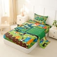 thumbnail image 2 of Castle Fairy Cartoon Garbage Truck Twin Sheet Sets 3pcs for Teens, Playful Cat Party Bedding for Bedroom, Green Blue Orange, 2 of 6