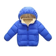Toddler Little Boy Girl Winter Hooded Coat Fleece Lined Down Jacket for 2-6T Kids