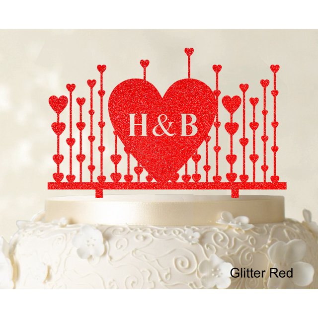 Monogram Cake Topper First Name Initial Heart Cake Topper