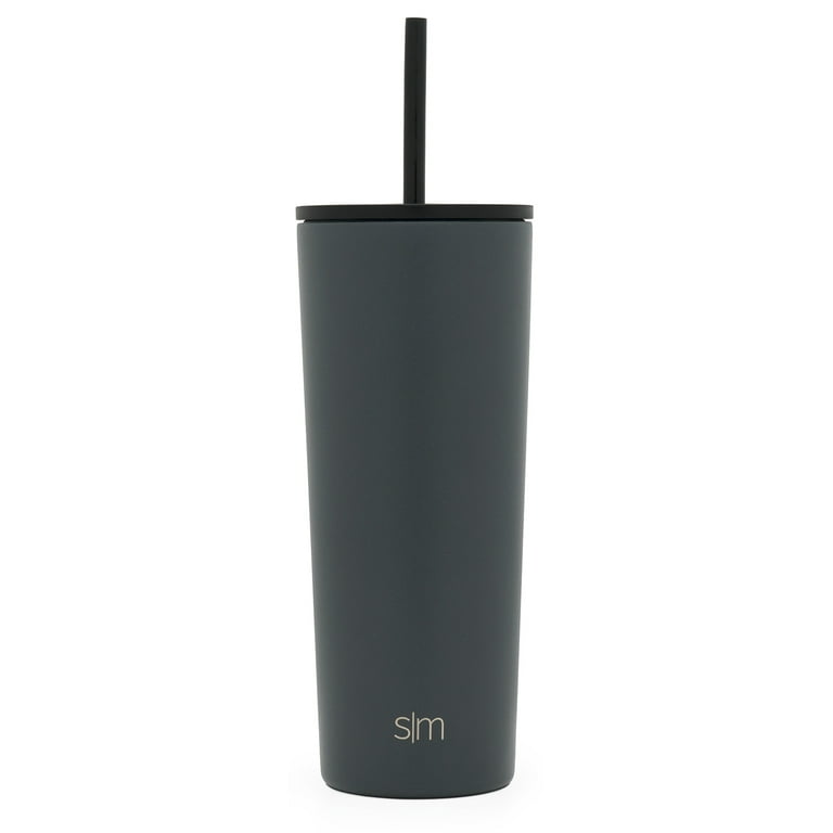 Simple Modern 24oz Classic Tumbler with Straw and Flip Lid - Insulated Stainless Steel Cup, Midnight Black