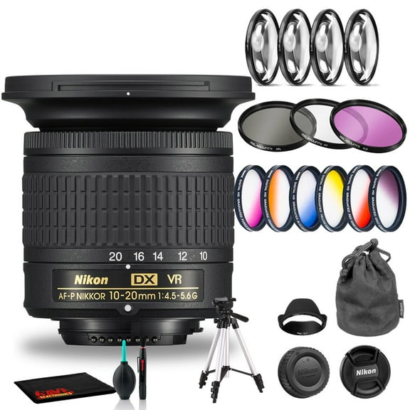 Nikon AF-P DX NIKKOR 10-20mm F/4.5-5.6G VR Lens Includes Filter Kits and Tripod (Intl Model)
