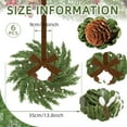 thumbnail image 2 of 6 Pcs 9'' Mini Christmas Hanging Wreaths with Khaki Velvet Ribbon Artificial Pine Cones Small Candle Ring Wreaths Pillar Wreath for Kitchen Cabinet Farmhouse Front Door Window Wall Xmas Holiday Decor, 2 of 7