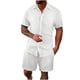 thumbnail image 1 of Ceisia Men's Solid Color Short Sleeve Button-Down Shirt & Shorts Set Casual Summer Outfit White L Gifts, 1 of 8