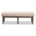 thumbnail image 2 of baxton studio lucca mid-century modern walnut wood light beige fabric button-tufted bench, 2 of 4