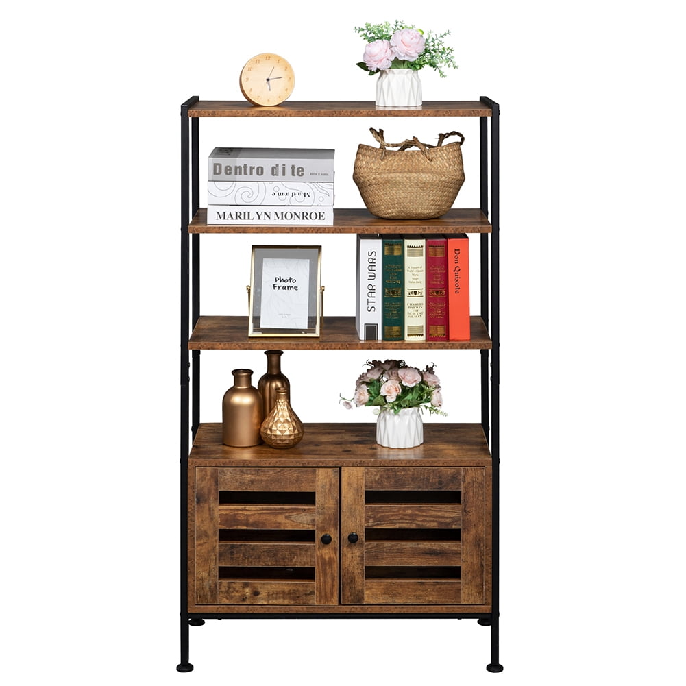 Kepooman Vintage Storage Cabinet with 3 Shelves and 2 Doors Free Standing - Brown Kepooman Vintage Storage Cabinet with 3 Shelves and 2 Doors Free Standing - Brown