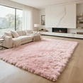 thumbnail image 4 of Ultra-soft plush carpet, 6'×9' pink non-slip long-pile floor rug, suitable for bedroom, living room, home decor, 4 of 6