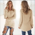 thumbnail image 5 of Suéter holgado de talla grande para mujer, de moda, de manga larga, de felpa, cálido, de color liso, con cuello redondo, 5 of 5