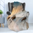 thumbnail image 4 of Beach Soft Flannel Fleece Blanket, Grand Sea Waves on Beach and Horizon Sky Holiday Calm Dream Season Photograph, Cozy Plush for Indoor and Outdoor Use, 50" x 70", Cream Blue White, by Ambesonne, 4 of 5