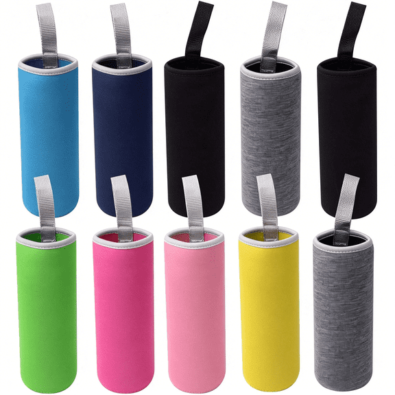 ACDANC 10 Pack Neoprene Water Bottle Sleeve - 12 oz to 18 oz Insulated Glass Bottle Cozy (Multi-Color)