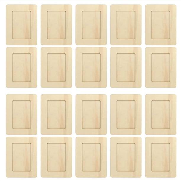Paquete de 20 Marcos de Fotos de Madera Sin Terminar para Fotos de 6 Pulgadas, Juego de Marcos de Fotos para Postales de Pie, Kit de Recuerdo DIY