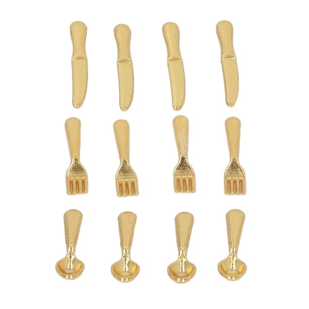 Vajilla de la Casa de Muñecas, Simulación A Escala 1/12 Mini Cuchar de Cuchillo de Muñeca Exquisito para la Cena de la Casa de Muñecas