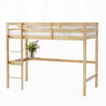 thumbnail image 4 of Twin High Loft Bed with Safety Guardrail & Built-in Desk, White Oak Rubber Wood, 4 of 19